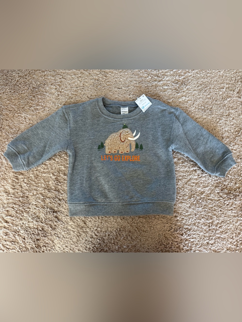 Grey Mammoth 'Let's Go Explore' Sweatshirt - NWT